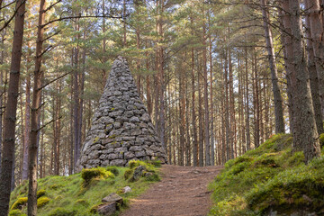 Cairn in Balmoral Forest, Ballater, in Scotland - 458267153