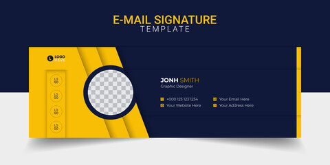 Email signature modern template design layout. Emailers personal business minimalist personal web social media cover.