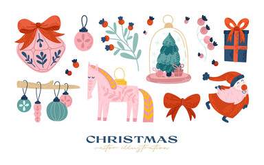 Hand drawn christmas element collection