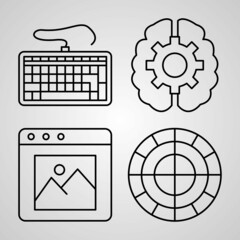Graphic Designer Symbol Collection On White background Graphic Designer Outline Icons