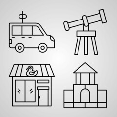  Toy Shop Symbol Collection On White background Toy Shop Outline Icons