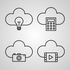 Simple Icon Set of Cloud Computing Related Line Icons