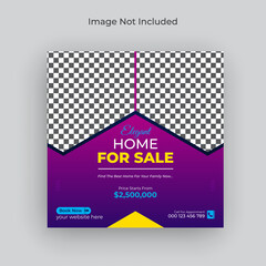 Modern home for sale real estate instagram post social media banner and web banner Template