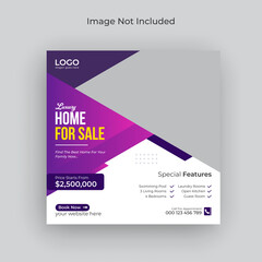 Modern home for sale real estate instagram post social media banner and web banner Template