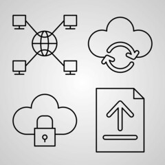 Outline Cloud Computing Icons isolated on White Background