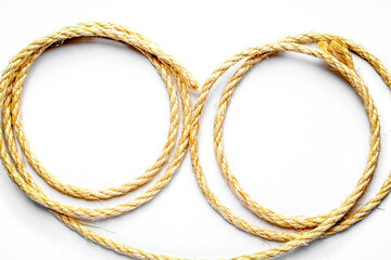 twisted rope on a white background close up