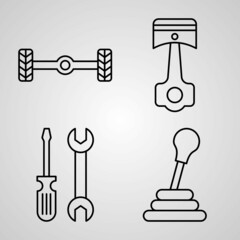 Car Service Icon Collection White Color Background