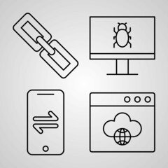 Cloud Computing Line Icons Set Isolated On White Outline Symbols Cloud Computing