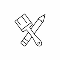 Crossed pencil and paint brush outline icon. Designer tools simple line vector icon. Web design, mobile app. Vector illustration. Eps10