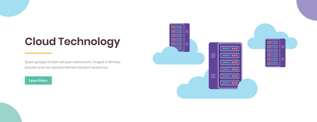Data center cloud computing internet server technology concept flat vector illustration with editable copy space