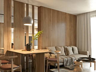 3d render of modern living room
