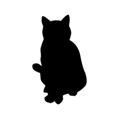 Cat black silhouette. Icon, sign, logo. Flat vector illustration. Front view. EPS10.