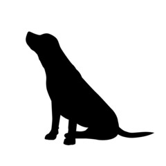 Labrador dog black silhouette. Icon, sign. Flat vector illustration. Side view. EPS10.