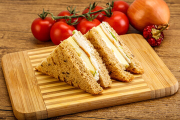 Club sandwich with chicken and cheese