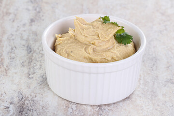 Traditional Jewish Hummus with olive oil