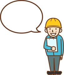 説明をする作業員の男性