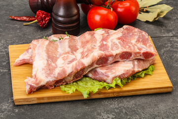 Raw pork ribs for cooking