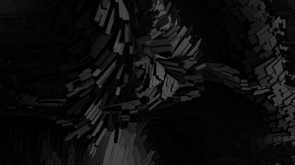 Abstract parametric black background. 3d rendering