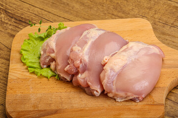 Raw chicken boneless and skinless leg