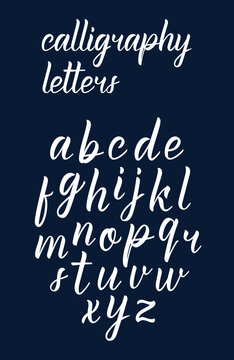 White modern handdrawn latin calligraphy brush script of lowercase letters. Calligraphic alphabet. Vector illustration