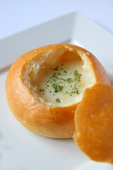 cream soup with bread