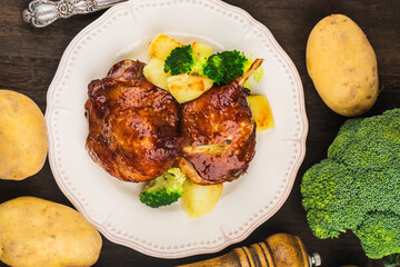 A plate of roast duck legs