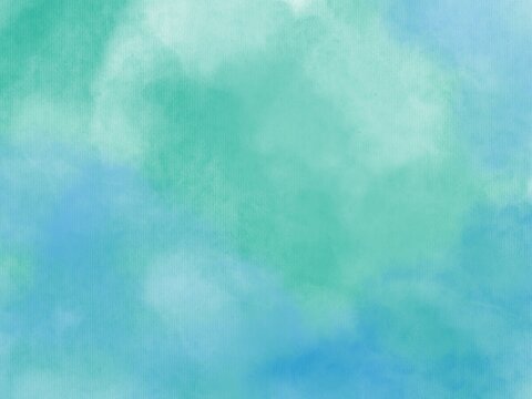 Green blue watercolor background. Abstract hand paint square stain backdrop