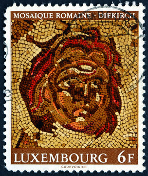Postage stamp Luxembourg 1977 head of Medusa, Roman mosaic