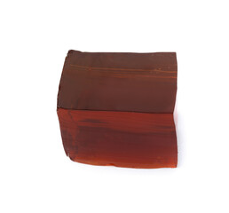 Delicious grass jelly cube isolated on white