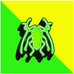 Beetle Insect Trictenotomidae Green and yellow modern 3d vector icon logo