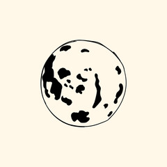 Moon black and white sketch illustration