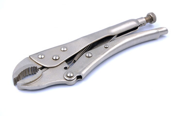 locking pliers isolated on a white background are tools for mechanics, construction work,...