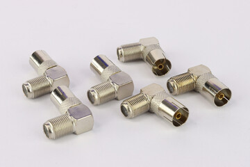 F-connectors for connecting a coaxial cable in television equipment.