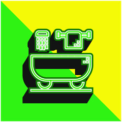 Bathtub Green and yellow modern 3d vector icon logo