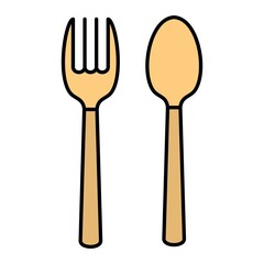  Vector Fork Spoon Filled Outline Icon Design
