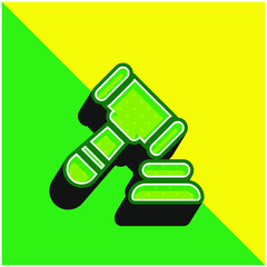 Auction Green and yellow modern 3d vector icon logo