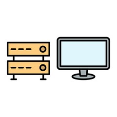Vector Monitoring Server Filled Outline Icon Design