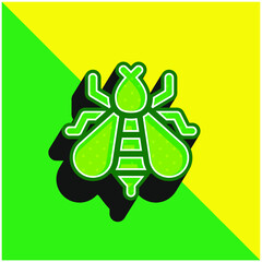 Bee Green and yellow modern 3d vector icon logo