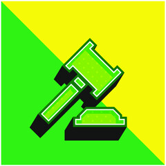 Auction Green and yellow modern 3d vector icon logo