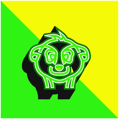 Animal Head Outline Green and yellow modern 3d vector icon logo