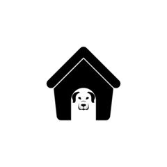 Dog s head in a house icon isolated on white background