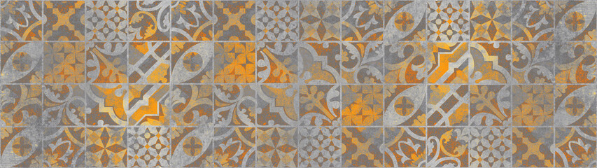 Fototapety  White gray grey grunge orange bright light stone concrete cement wall floor texture background banner panorama