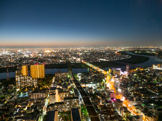 Fototapeta na wymiar 市川市の150m展望台からの東京都心の夜景