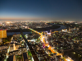 市川市の150m展望台からの東京都心の夜景