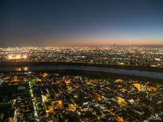 市川市の150m展望台からの東京都心の夜景