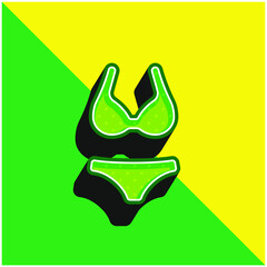 Bikini Green and yellow modern 3d vector icon logo