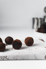 chocolate cake truffles coated in cocoa powder