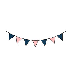 Obraz premium Wedding garland with flags. Decor for decorating the holiday. simple wedding icon. Doodle vector illustration