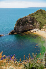 Great white cliffs by the sea in England. white cliffs of south England	