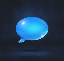 Blue speech bubble on black square background